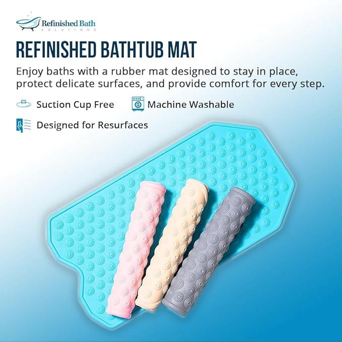 The Original Refinished Bathtub Mat - No Suction Cup Bath Mat, Designed for Textured and Refinished Bathtubs Made of Rubber Not Cheap Plastic, Great for Children and Elderly (White) - ModernBath