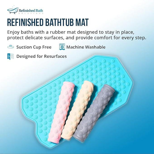 The Original Refinished Bathtub Mat - No Suction Cup Bath Mat, Designed for Textured and Refinished Bathtubs Made of Rubber Not Cheap Plastic, Great for Children and Elderly (Grey) - ModernBath