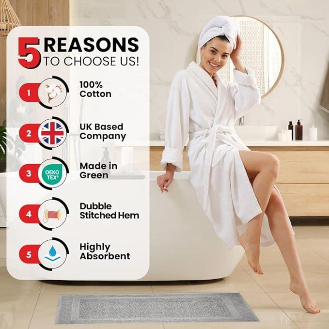 Infinitee Xclusives Premium Cotton Bath Mats for Bathroom – Pack of 2 | 34x22 Inches | Ultra Soft, Super Absorbent, Non-Slip, Machine Washable Mats (Charming Grey) [Not a Rug] - ModernBath