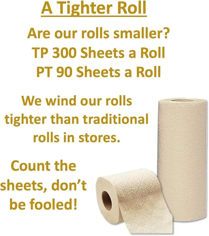 Purafide 100% Natural Bamboo Toilet Paper, Paper Towel Rolls, tree-free, unbleached, 3-Ply, 2 Paper Towel, 4 Large Toilet Paper Rolls (Home Pack) - ModernBath