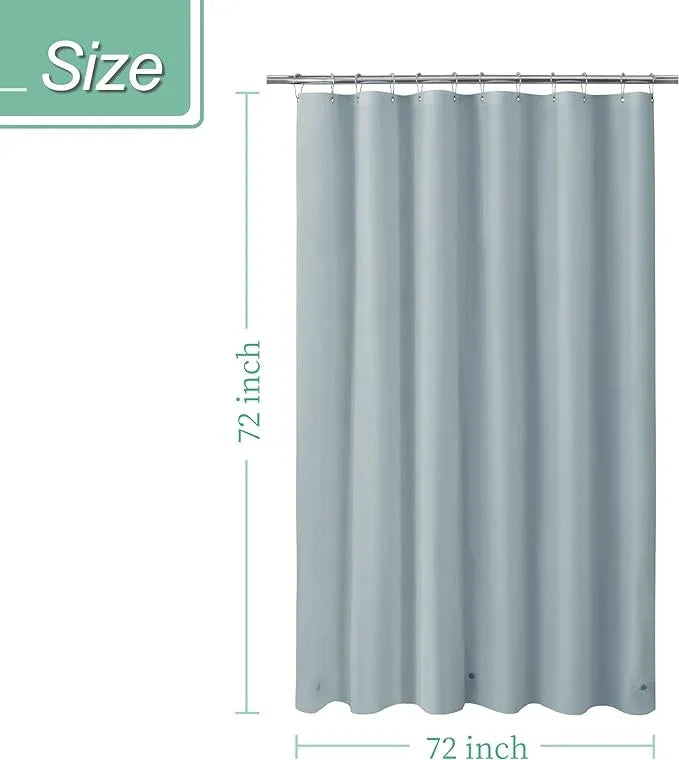 Mrs Awesome Blue Shower Curtain Liner with 3 Magnets, 72x72 Premium Flexible Sturdy Plastic Shower Curtain for Bathroom Lightweight & Waterproof, Stone Blue - ModernBath