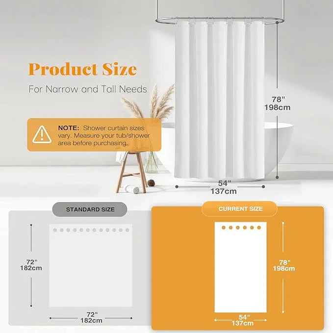 BTTN Fabric Shower Curtain, Linen Textured Heavy Duty Polyester Cloth Shower Curtain Set with Plastic Hooks, White, 54" W x 78" L (Pack of 1) - ModernBath