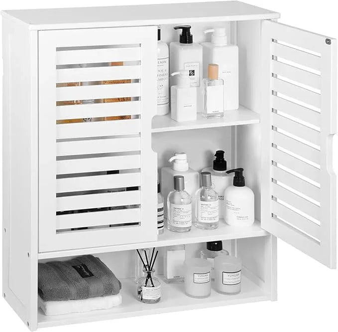 HYNAWIN White Organized Bathroom Storage Cabinet with Lattice Doors,Spacious Storage with Adjustable Shelves for Bathroom or Kitchen Essentials - ModernBath