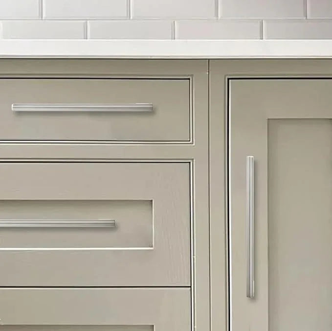 khtumeware 12 Inch Hole Center 2 Pack,Brushed Nickel Cabinet Pulls Heavy Duty Solid Satin Nickel Kitchen Drawer Handle Antique Cabinet Hardware for Bathroom, Drawer, Cabinet - ModernBath