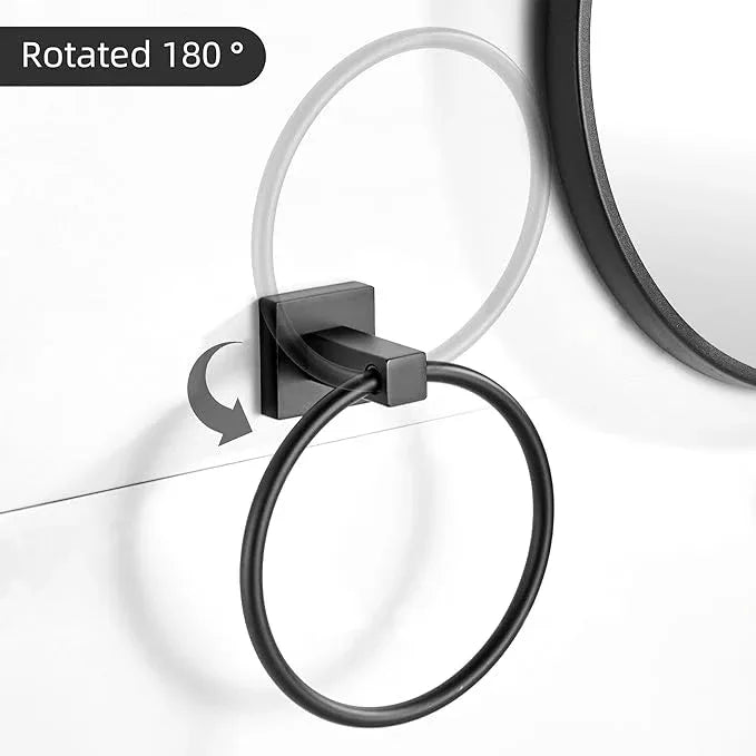 BigBig Home Black Toilet Paper Holder Towel Ring, Matte Black Toilet Roll Holder Hand Towel Holder, Modern Towel Holder for Bathroom Wall Mounted Double Post Toilet Tissue Holder 2 Pieces Set - ModernBath