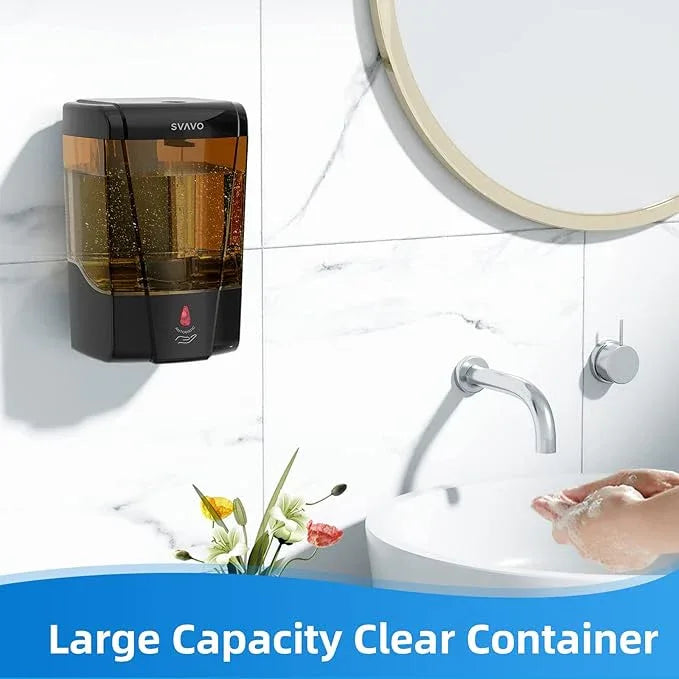 SVAVO Automatic Soap Dispenser Hand Soap Dispenser Wall Mount 600m/21fl.oz, Touchless Electric Sensor Pump Battery Operated for Offices Home Kitchen Bathroom Hotel Restaurant Commercial - ModernBath