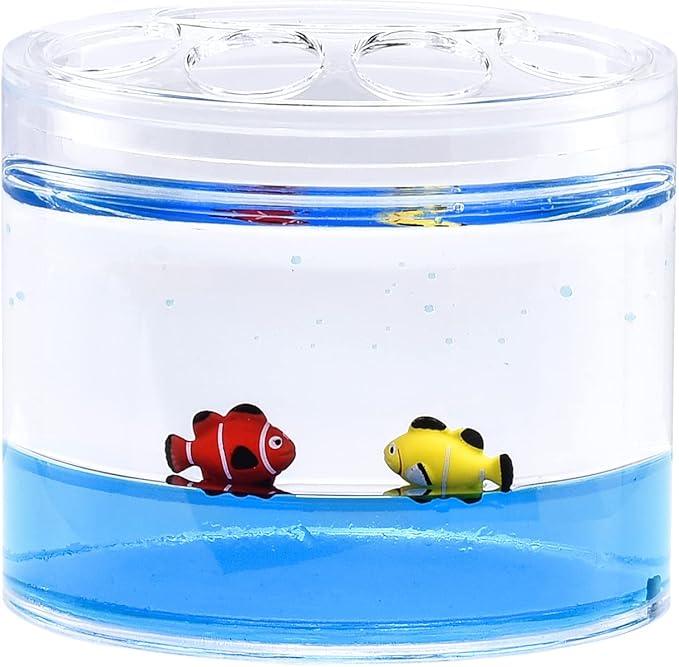 Locco Decor 4 Piece Acrylic Liquid 4D Floating Motion Bathroom Vanity Accessory Set Garden Theme Leaf Toothbrush Holder, Tumbler, Soap Dispenser, Soap Dish - ModernBath