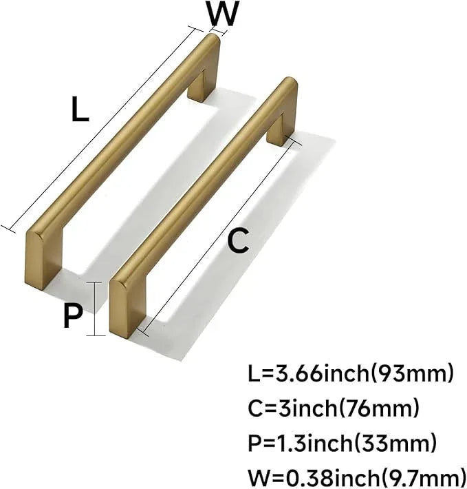 khtumeware 3 Inch Hole Center 10 Pack,Brushed Brass Cabinet Pulls Heavy Duty Solid Brushed Gold Kitchen Drawer Handle Antique Cabinet Hardware for Bathroom, Drawer, Cabinet - ModernBath
