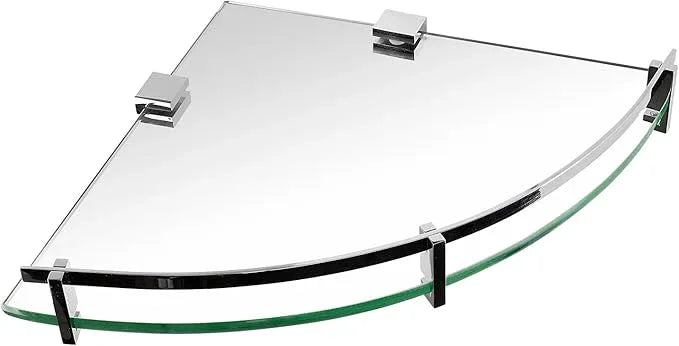 Mount-It! Glass Corner Shower Shelf for Bathroom, Wall Mounted with Chrome Rail & 8mm Tempered Glass, Durable Bathroom Organizer for Shower Essentials, 9.75 Inch Space-Saving Design - ModernBath