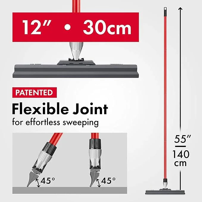 Silicone Floor Squeegee with 55-Inch Long Handle, 12-Inch Single Cast Silicone Blade, 360° Swivel Joint - Multifunction Floor Squeegee for Garage, Concrete Floor, Shower Floor, Glass Windows - ModernBath
