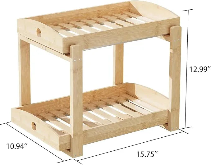 2 Pack Under Sink Organizer, Bamboo Wooden 2-Tier Pull-Out Storage with Sliding Drawers for Kitchen and Bathroom Cabinets, Easy Installation (Natural) - ModernBath