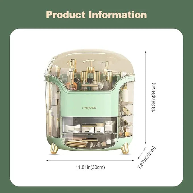 Ergocar Portable Light Luxury Series Multi-Function Lipstick, Make Up Box Dustproof Cosmetics Skin Care Products Storage, Jewelry Organizer Case - Green - ModernBath