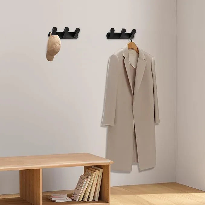 NINETREX Coat Rack Wall Mounted, Black Metal Coat Rack with 3 Coat Hooks Heavy Duty Coat Hanger Hooks Bag Hat Towel Rack for Entryway, Bathroom, Bedroom, Kitchen, and Hallway(Black,Square) - ModernBath