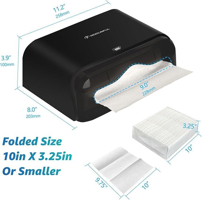 𝐏𝐚𝐩𝐞𝐫 𝐓𝐨𝐰𝐞𝐥 𝐃𝐢𝐬𝐩𝐞𝐧𝐬𝐞𝐫, Multifold/Trifold/C Fold Papers Dispenser, Bathroom Hand Towels Wall Mounted Tissue Holder, No-Drill Adhesive Commercial or Home Black - ModernBath