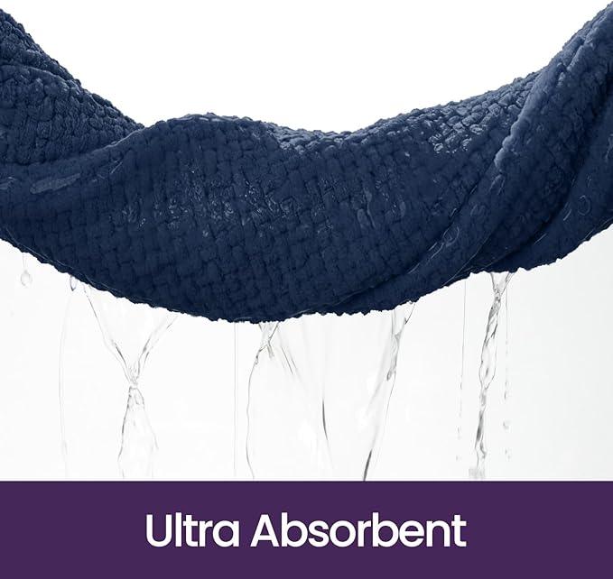 DEXI Bathroom Rugs 20x32, Non Slip Washable Bath Mat, Absorbent Chenille Bathmat, Ultra Soft Thick Carpet for Tub Shower Floor, Navy - ModernBath
