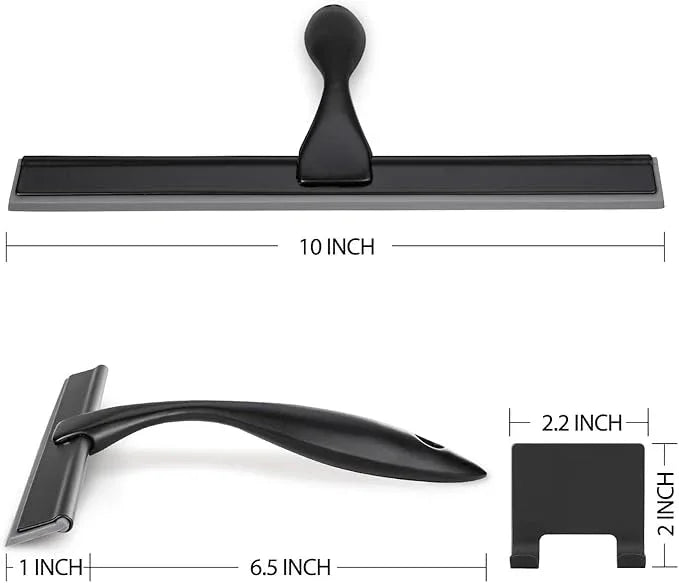 HIWARE All-Purpose Shower Squeegee for Shower Doors, Bathroom, Window and Car Glass - Black, Stainless Steel, 10 Inches - ModernBath