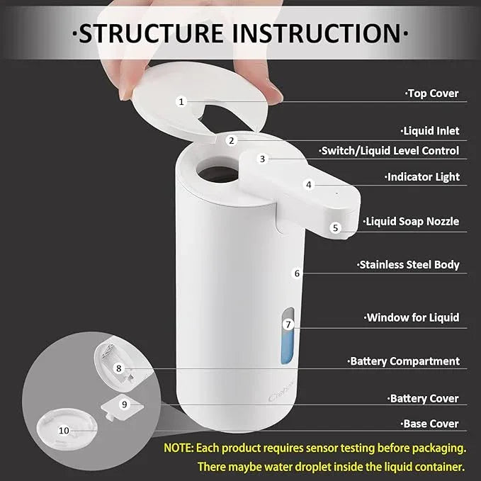 Automatic Soap Dispenser, Automatic Soap Dispenser Touchless, Kitchen & Bathroom, 3 Adjustable Volume for Liquid Soap, Water-Resistant, Hotel, Restaurant and School, Clog-Free, White - ModernBath