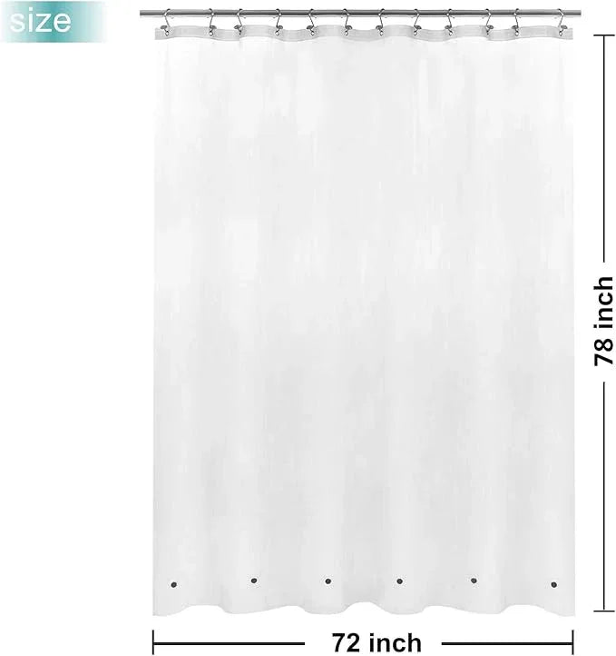 Mrs Awesome Long Shower Curtain Liner with 6 Magnets 72 x 78 inch, PEVA 8G Thick & Heavy Duty Plastic Shower Curtain for Bathroom, Waterproof,72x78, Frost - ModernBath