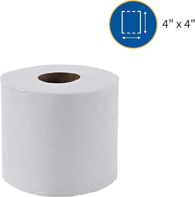 Genuine Joe Standard Bath Tissue, 4" x 4", 2-Ply, 550 Sheets/Roll, 80 Count - ModernBath