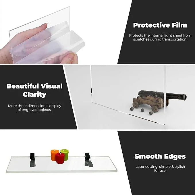 Clear Acrylic Shelves for Wall Storage, 6" W X 36" L, 3/4" Thick Wall Mounted Floating Shelves for Bedroom, Living Room, Bathroom, Kitchen -‎Easy Installation with Screws and Chrome Finish Brackets - ModernBath