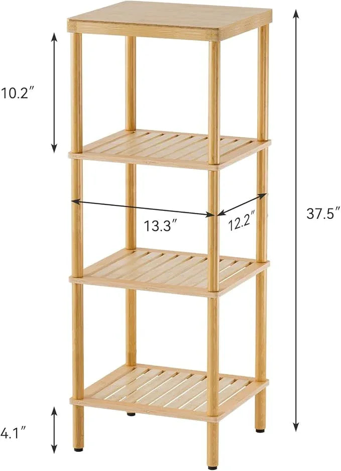 AmazerBath Bamboo Bathroom Shelf, 4-Tier Bathroom Storage Shelf, Multifunctional Storage Rack for Living Room Bedroom Kitchen, Space Saver - ModernBath