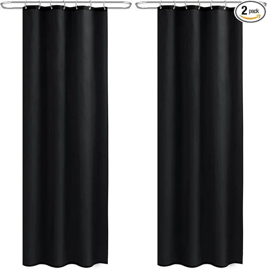 Nasitos Shower Curtain Liners 2 Pack - W36 x H72 - Washable & WaterResistant Fabric Bath Shower Liners for Narrow Stall, Stand Up Shower Stall, RV, Camper (Black, Included Magnet) - ModernBath
