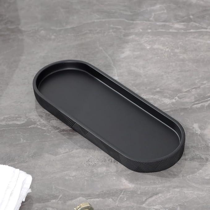 Bathroom Accessories Set, Bathroom Organizer Countertop, Soap Dispenser and Toothbrush Holder, Mouthwash Cup, Tray Set, Vanity Tray for Bathroom, 4 Pieces Modern Decor (Matte Black) - ModernBath