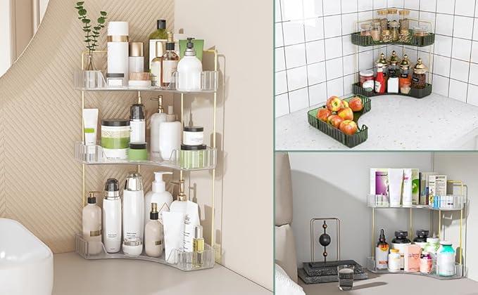 Webetop Corner Bathroom Counter Organizer 3 Tier Bathroom Countertop Organizers Shelf Makeup Organizer for Vanity Perfume Tray for Corner Storage Skincare, Cosmetic, Dresser, Kitchen Spice Rack - ModernBath