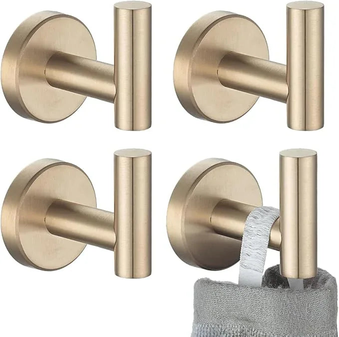 JQK Bathroom Towel Hook Champagne Bronze, Coat Robe Clothes Hook for Bathroom Wall Mounted (Pack of 4), SUS 304 Stainless Steel 0.8mm, TH100-CB-P4 - ModernBath