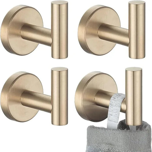 JQK Bathroom Towel Hook Champagne Bronze, Coat Robe Clothes Hook for Bathroom Wall Mounted (Pack of 4), SUS 304 Stainless Steel 0.8mm, TH100-CB-P4 - ModernBath
