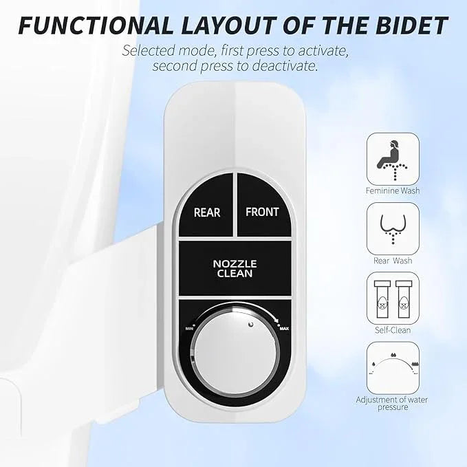 SAMODRA Non-Electric Bidet - Self Cleaning Dual Nozzle (Frontal and Rear Wash) Fresh Water Bidet Toilet Seat Attachment with Independent Adjustable Water Pressure (Classic Black/Silver) - ModernBath
