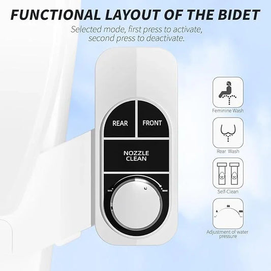 SAMODRA Non-Electric Bidet - Self Cleaning Dual Nozzle (Frontal and Rear Wash) Fresh Water Bidet Toilet Seat Attachment with Independent Adjustable Water Pressure (Classic Black/Silver) - ModernBath