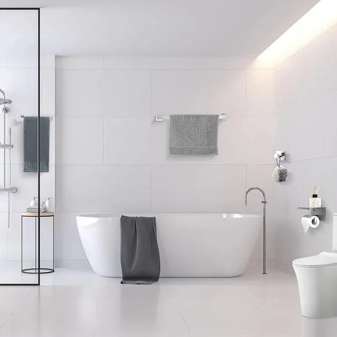 TURS 4-Piece Bathroom Hardware Set Bath Towel Bar Set 24 Inch Towel Holder Set for Bathroom Wall Mounted Stainless Steel Bathroom Accessories Set Polished - ModernBath
