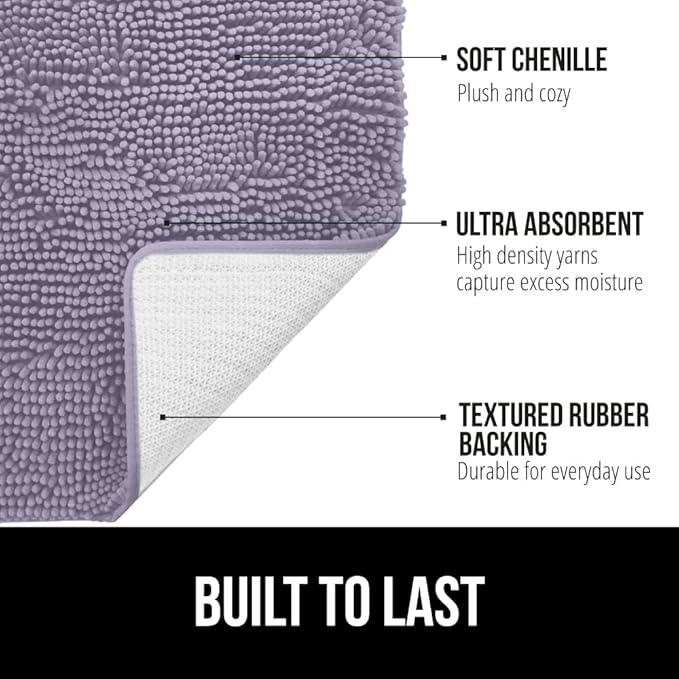GORILLA GRIP Bathroom Rug Sets, Soft Chenille 2 Piece Area Rugs Set, Toilet Base Mat and 30x20 Carpet, Absorbent Microfiber Washable Mats Dry Quickly, Home Décor and Bath Room Accessories, Lt Purple - ModernBath