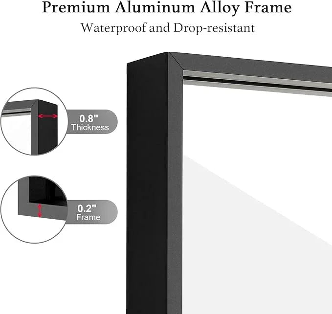 LEDLUX 28x28 Inch Black Bathroom Mirror, Copper-Free Aluminum Alloy Frame Vanity Mirror, Rectangle Wall Mounted Modern Mirror for Bedroom/Living Room/Porch Horizontal or Vertical - ModernBath