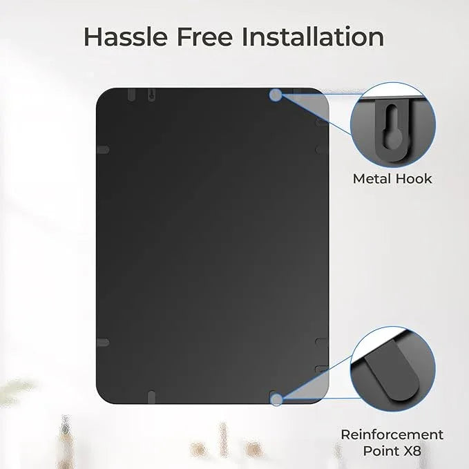 USHOWER Black Bathroom Mirror for Over Sink 22 x 30 Inch, Matte Black Rectangle Mirror for Wall, Rounded Metal Frame Vanity Mirror - ModernBath