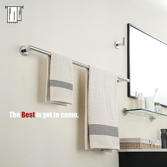 JQK Chrome Bath Towel Bar, 33 Inch 304 Stainless Steel Thicken 0.8mm Towel Rack Bathroom, Towel Holder Polished Finished Wall Mount, Useable Length 30 Inch 2 Pack, TB110L30-CH-P2 - ModernBath