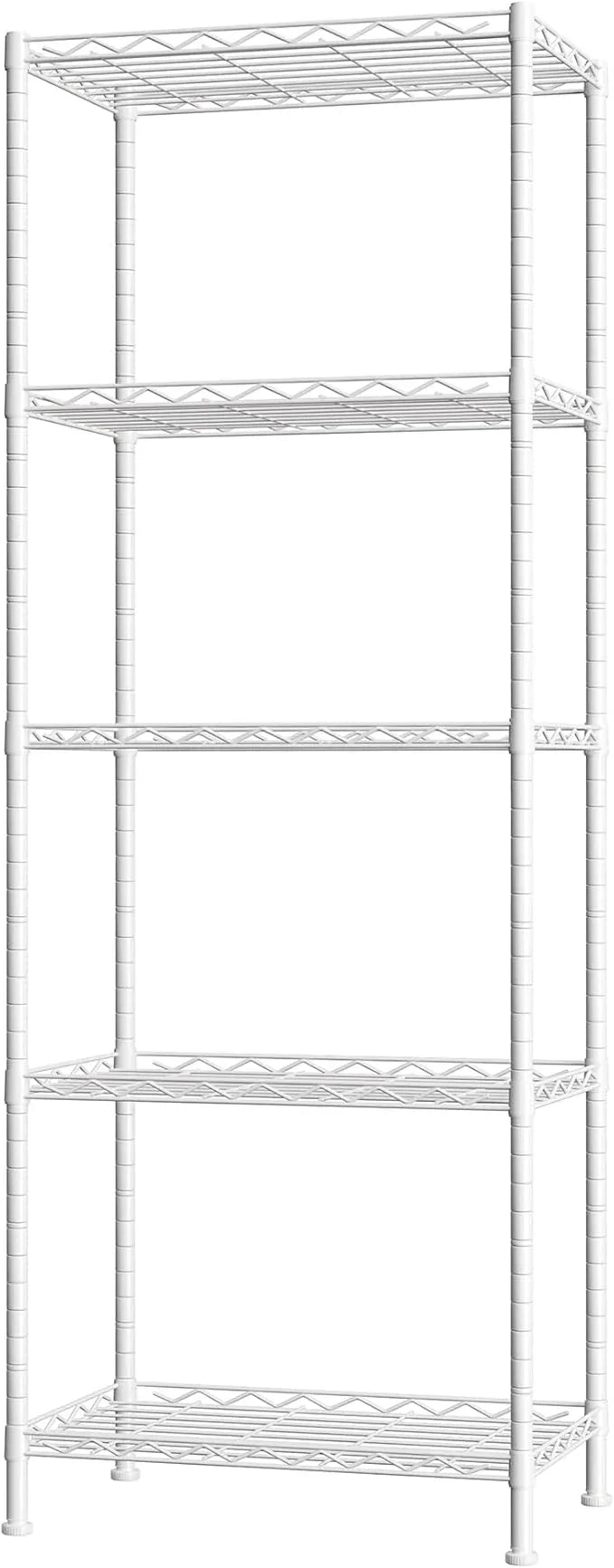 HOMEFORT 5-Shelving Unit, Adjustable Wire Shelving, Metal Wire Shelf Rack Organizer for Kitchen, Pantry, Closet, Bathroom, Laundry, White,21" W x 11" D x 53" H - ModernBath