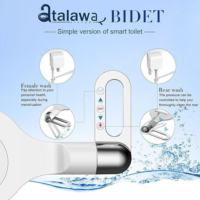Bidet Toilet Seat Attachment Ultra Slim Bidet With Self Cleaning Dual Nozzle Adjustable Water Non Electric Bidet Fresh Water Spray for Sanitary and Feminine Wash (Sliver) - ModernBath