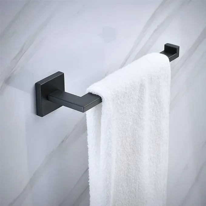 Matte Black Bathroom Accessories Hardware Set 2 Pieces, Toilet Paper Holder + Hand Towel Holder, Wall Mounted Towel Ring Towel Bar, SUS304 Stainless Steel, SHUNLI - ModernBath