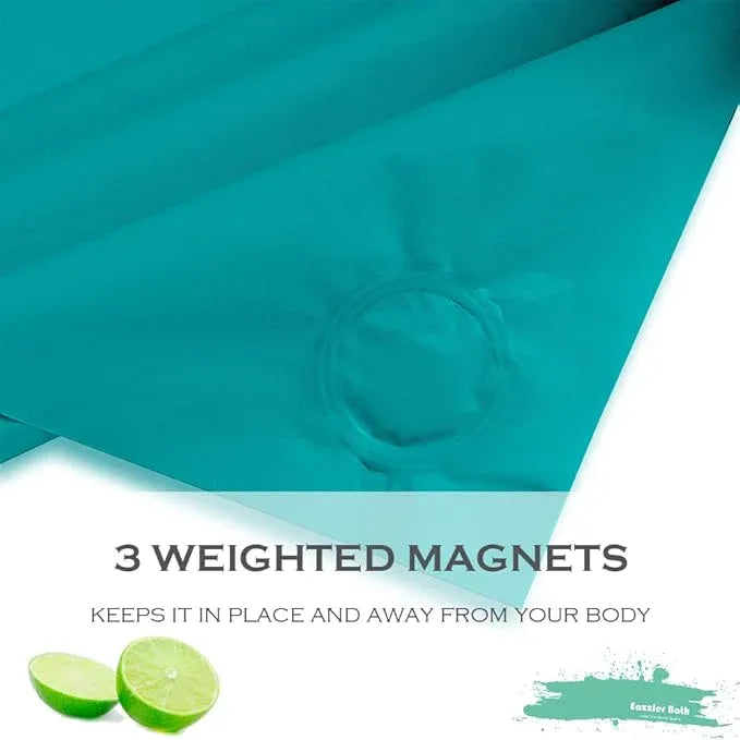 Eazzier Bath Teal Plastic Shower Curtain Or Liner, 72x72 Inch Lightweight Blue Green Coral Plastic Bathroom Shower Showroom Inner Curtain with Rustproof Metal Grommet Holes and Weighted Magnets - ModernBath