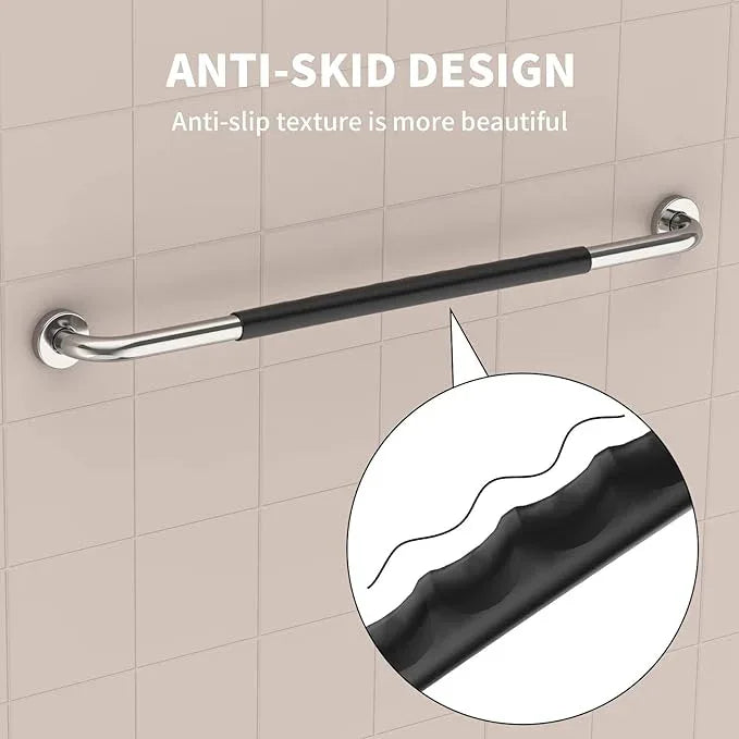 36 Inch Shower Grab Bar w/Anti Slip Rubber Grip, Munzong Stainless Steel Bathroom Grab Bar, Chrome Bathroom Balance Bar,Safety Handrail Support,Handicap Injury Elderly Senior Assist Bath Handle - ModernBath