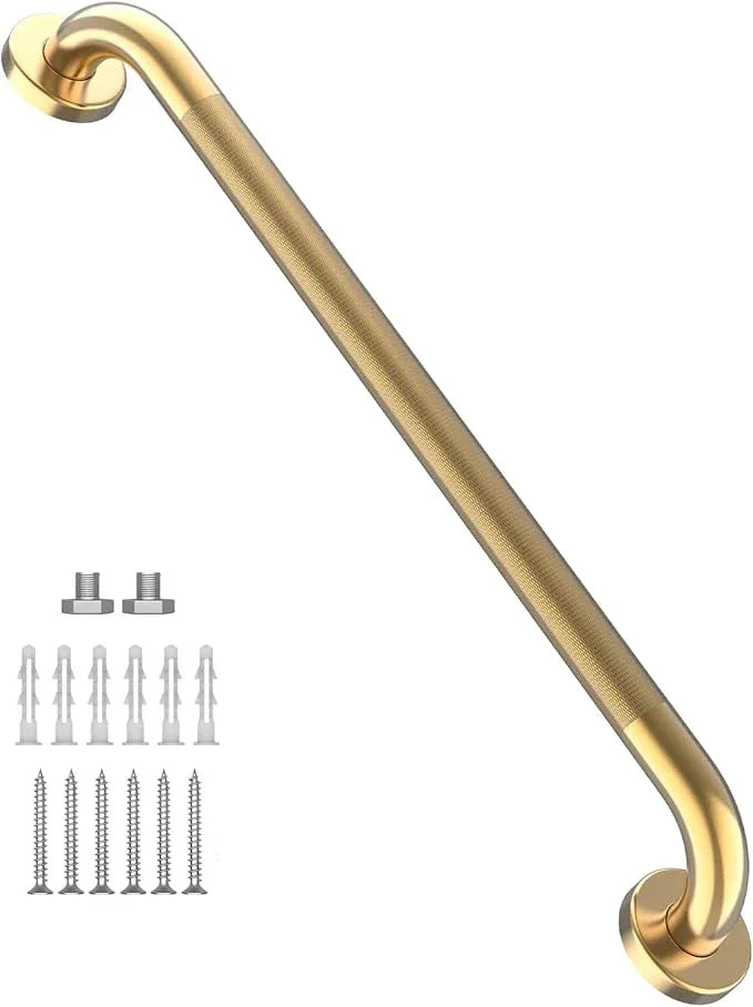 32 Inch Anti Slip Shower Grab Gold, Munzong Bathroom Grab Bar, Knurled Bathroom Balance Bar,Safety Hand Rail Support Handicap Elderly Injury Senior Assist Bath Handle - ModernBath