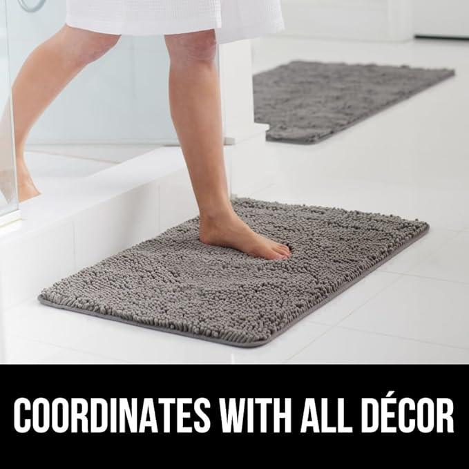 GORILLA GRIP Bathroom Rug Sets, Soft Chenille 2 Piece Area Rugs Set, Toilet Base Mat and 30x20 Carpet, Absorbent Microfiber Washable Mats Dry Quickly, Home Décor and Bath Room Accessories, Grey - ModernBath