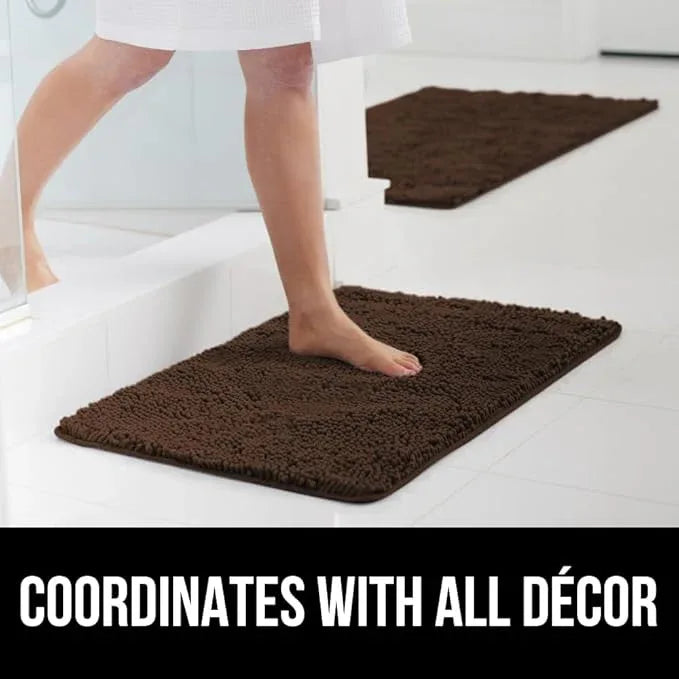 GORILLA GRIP Bathroom Rug Sets, Soft Chenille 2 Piece Area Rugs Set, Toilet Base Mat and 30x20 Carpet, Absorbent Microfiber Washable Mats Dry Quickly, Home Decor and Bath Room Accessories, Brown - ModernBath