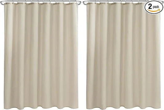 Nasitos Fabric Shower Curtain Liners 2 Pack - W72 x H72 - Washable & Water Resistant Lightweight Cloth Shower Liner for Bathroom, Soft Hotel Quality, Standard Size (Beige, 4 Magnets Included) - ModernBath