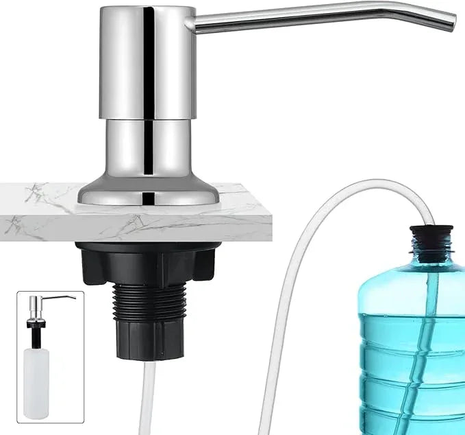 CREA Chrome Built-in Soap Dispenser for Kitchen Sink,Stainless Steel Kitchen Dish Soap Dispenser Pump,in Counter Soap Dispensers Under Sink Mouted Set 39" Tube 17oz Large Bottle - ModernBath