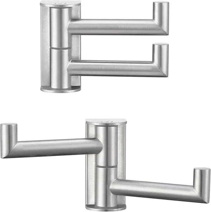 Angle Simple Swivel Towel Double Hook 2 Pack, Brushed Nickel 304 Stainless Steel Bathroom Robe Hook - ModernBath