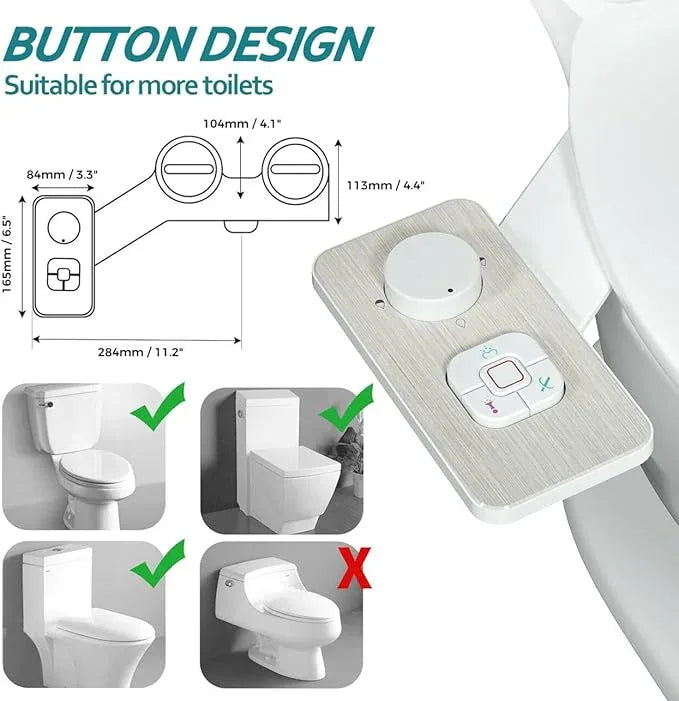 SAMODRA Bidet Attachment, Non-Electric Cold Water Bidet Toilet Seat Attachment with Pressure Controls, Retractable Self-Cleaning Dual Nozzles for Frontal & Rear Wash - Brushed Nickel - ModernBath