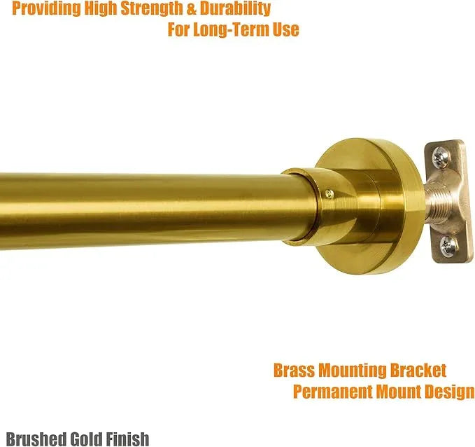 Artiwell Heavy Duty Shower Rod, Adjustable Shower Curtain Rod, Expandable 47-84 Inch, Permanent Mount Shower Rod, Never Rust Stainless Steel For Window Curtain and Closet, Brushed Gold - ModernBath
